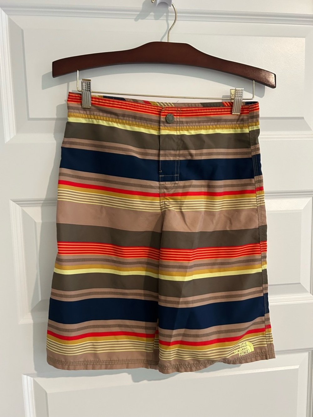 The North Face Board Shorts Tan Multi Stripes Size 14 / 16 Boys
